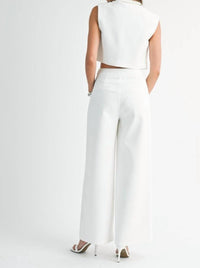 Mable - Sleeveless Collar Vest and Wide Pant Set