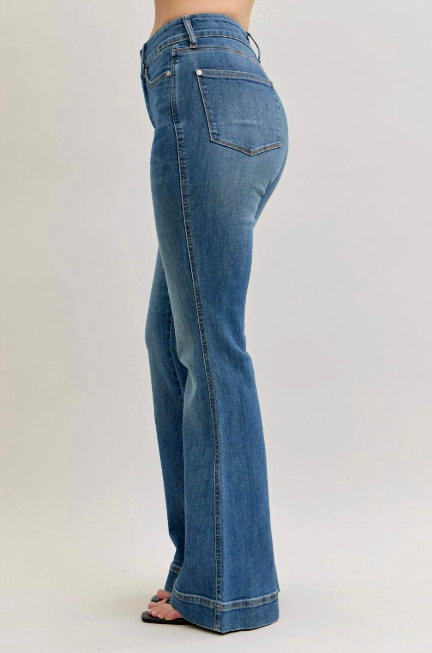 Judy Blue - Flare Tummy Control Double Button Jeans