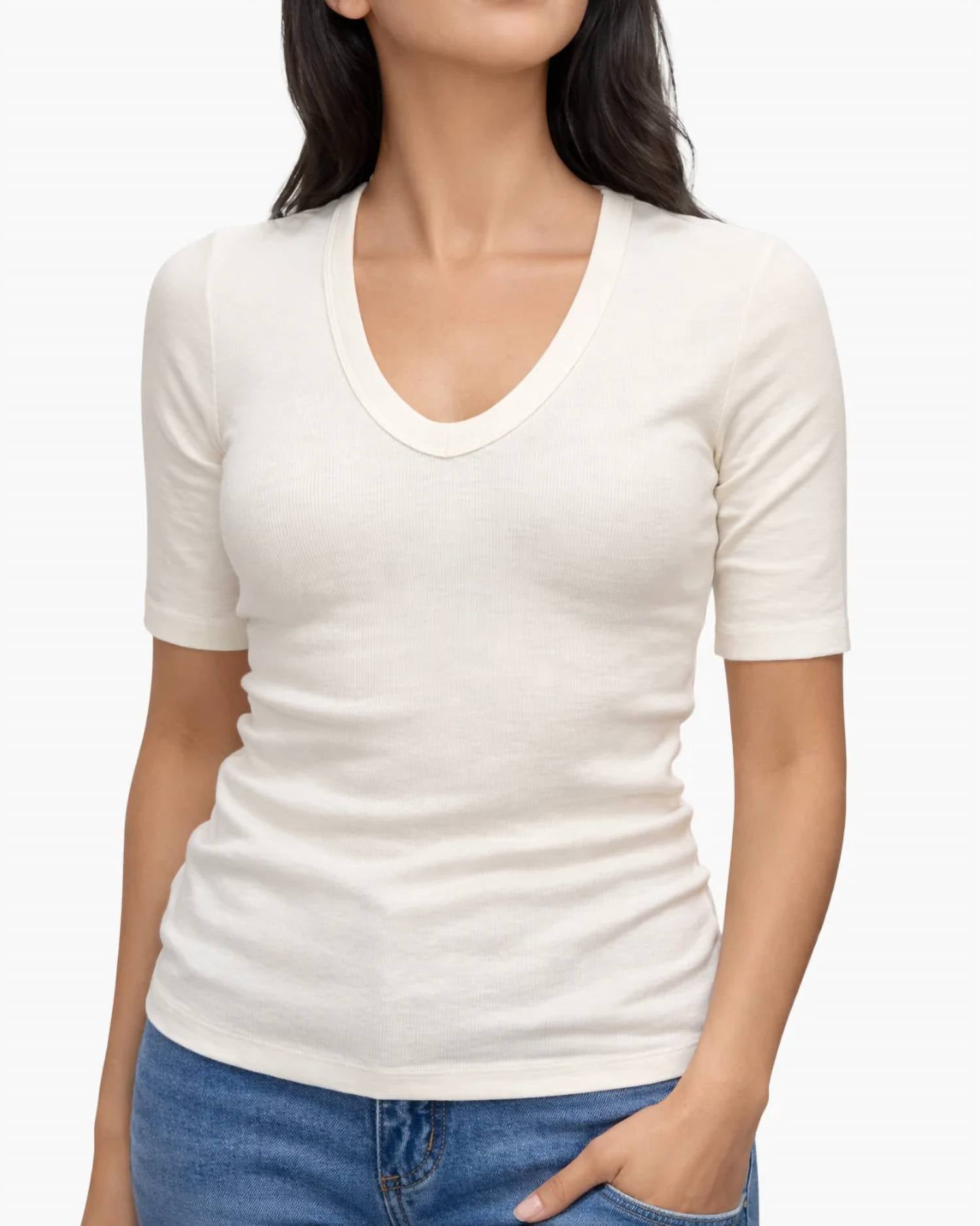 Enza Costa - Textured Rib Half Sleeve Top