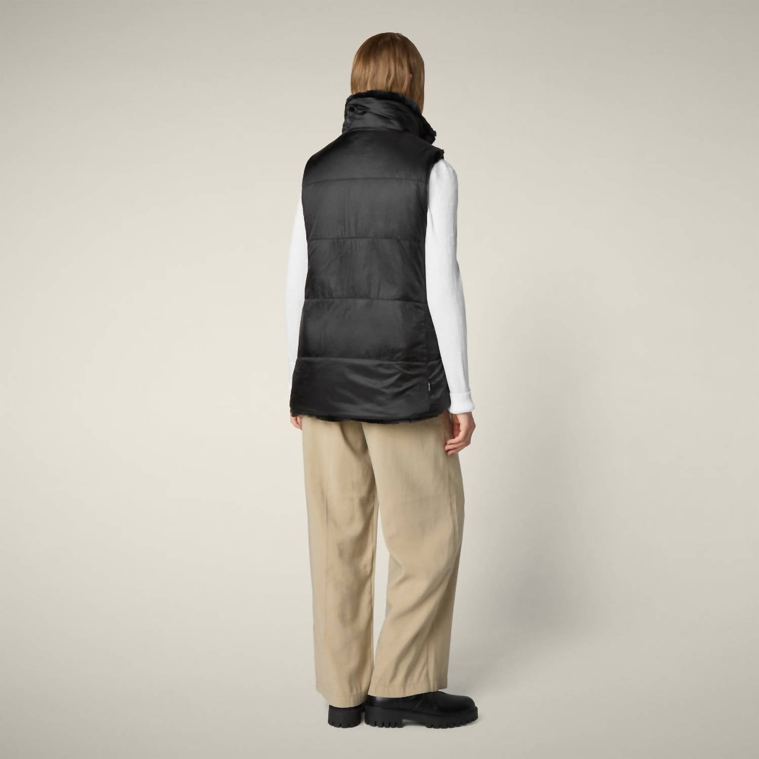 SAVE THE DUCK Faux Fur Reversible Vest in black - women's jacket - view 6