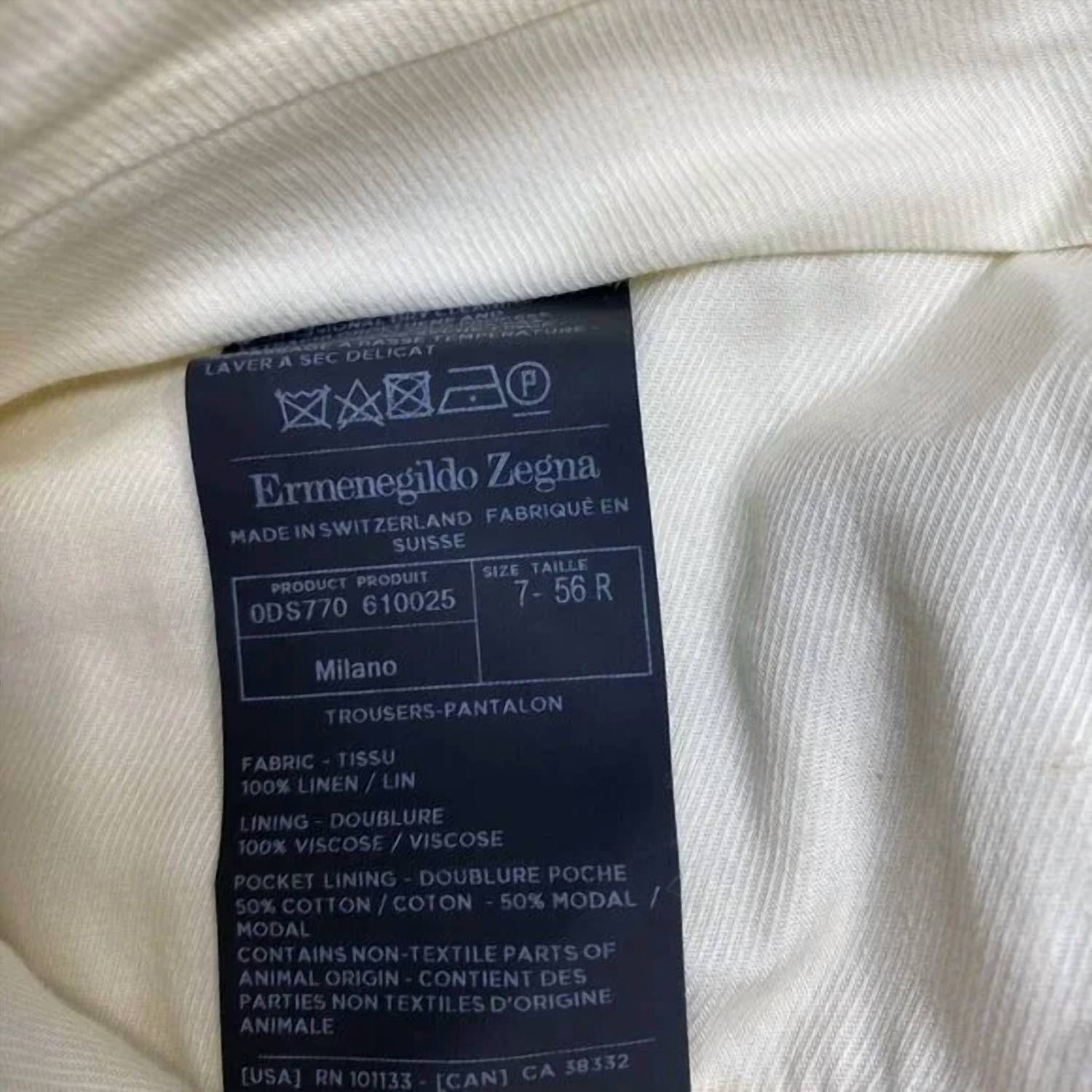 Ermenegildo Zegna Men’s Flat Front Linen Tailored Pants in ivory - men's pants - view 6