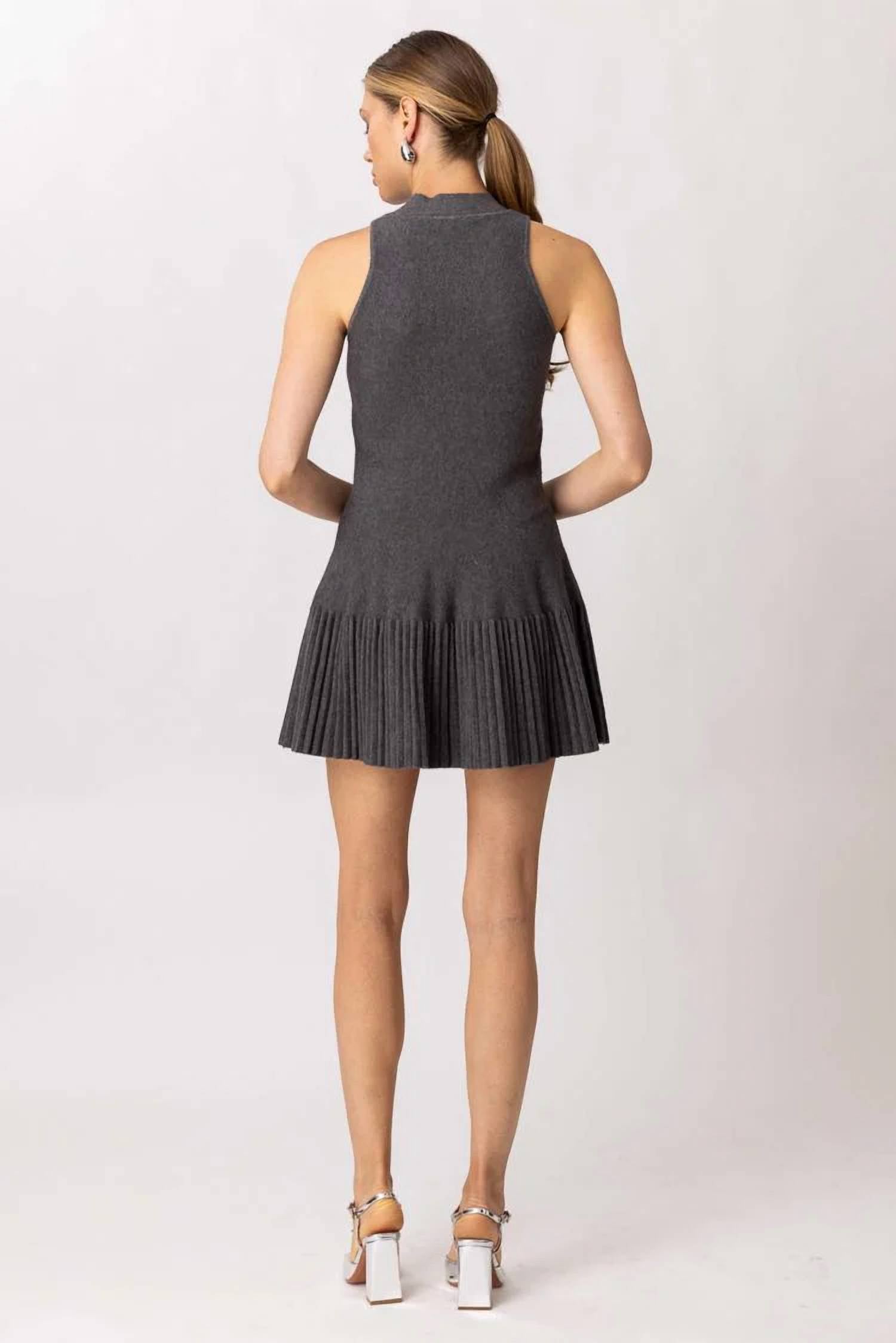 Line And Dot - Sleeveless Mock Neck Sweater Dress
