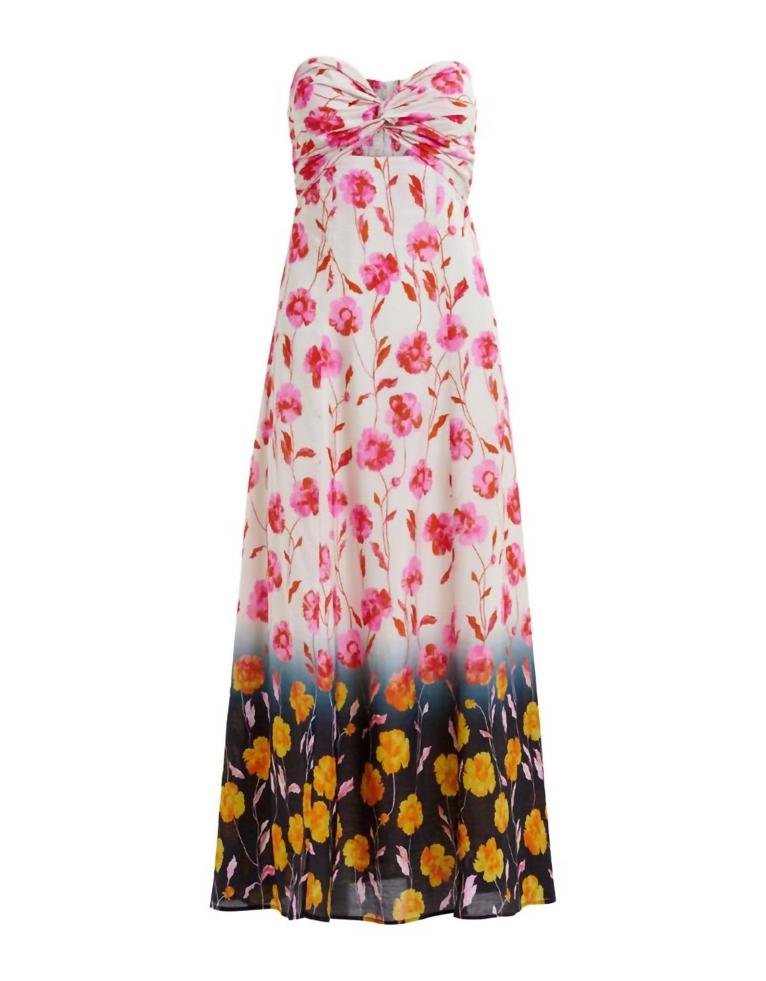 Essentiel Antwerp - Floral Strapless Satin Maxi-length Dress