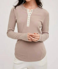 Bluivy - Ribbed Henley Knit Top