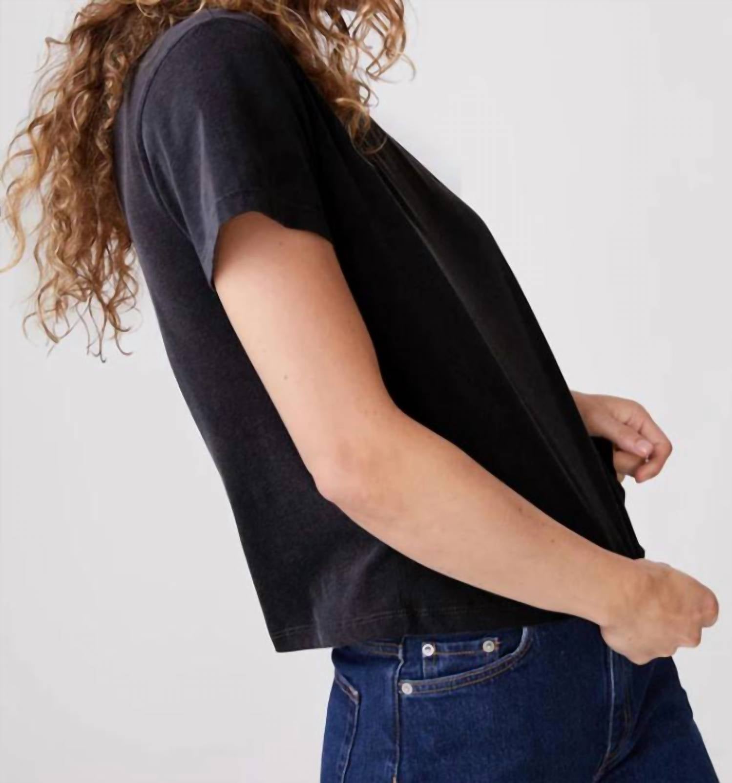 STATESIDE Cloud Jersey Short Sleeve Crew Tee in black - women's t-shirt - detail view