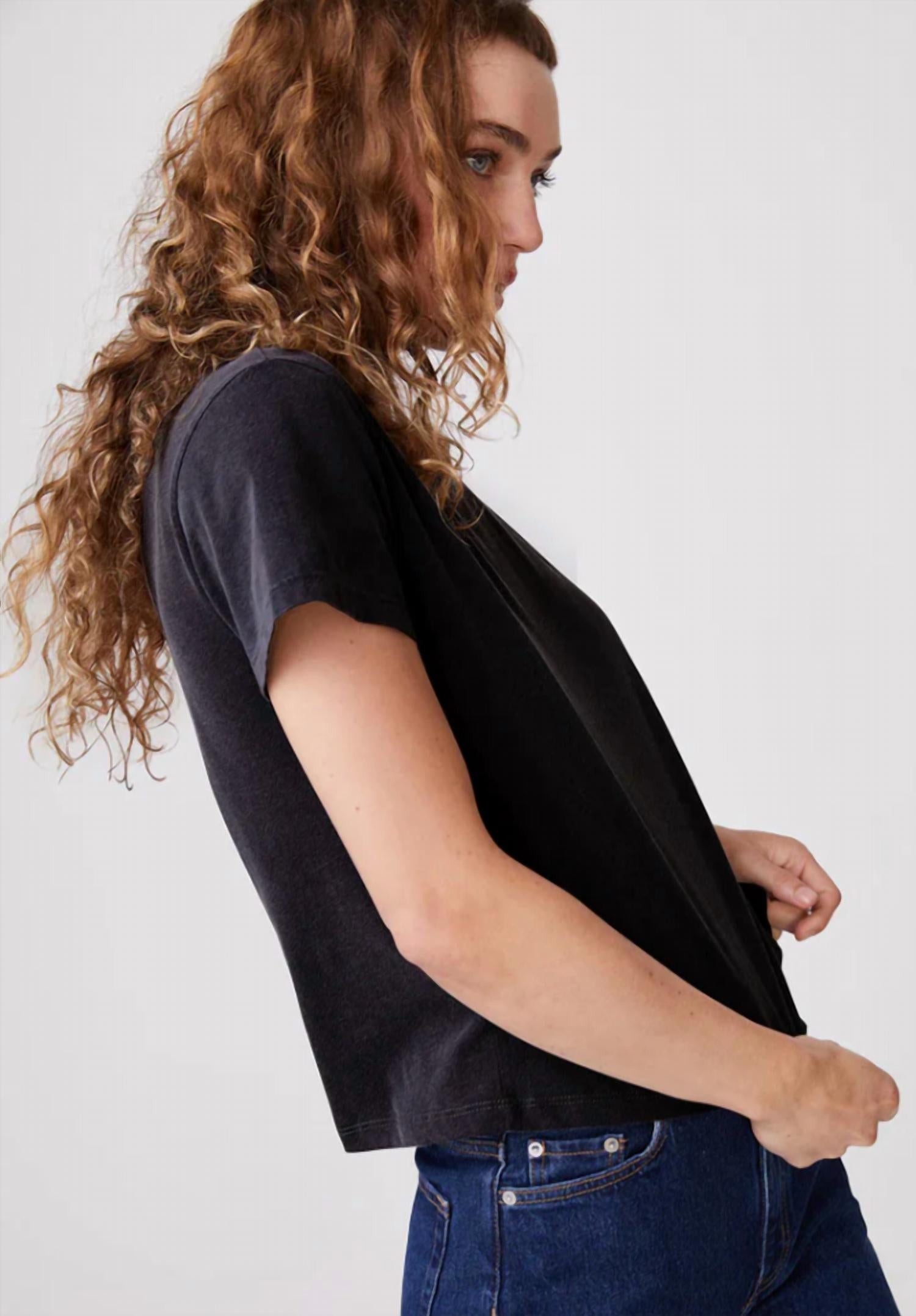 STATESIDE Cloud Jersey Short Sleeve Crew Tee in black - women's t-shirt - alternate view