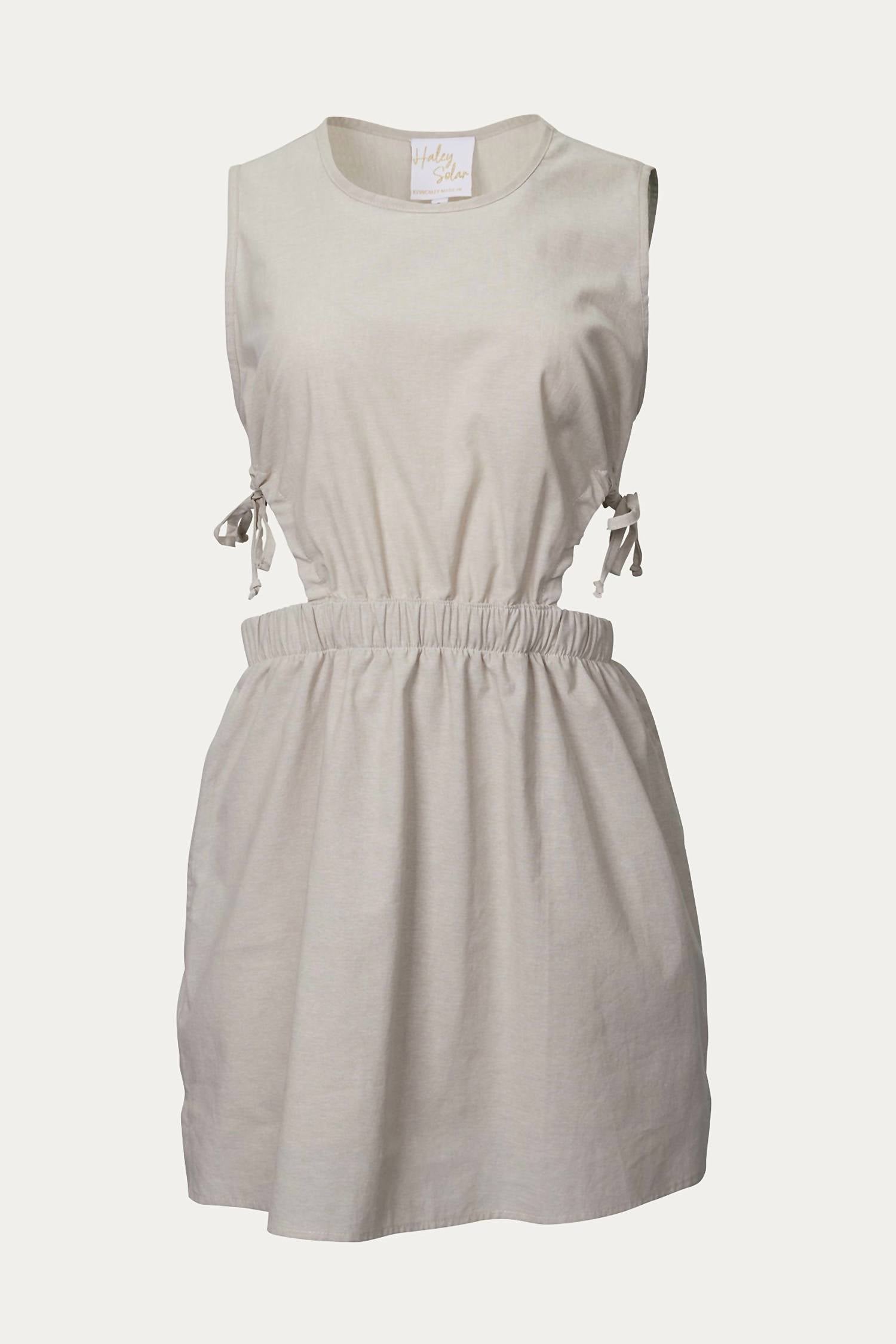 CUTOUT COTTON-TWILL MINI DRESS