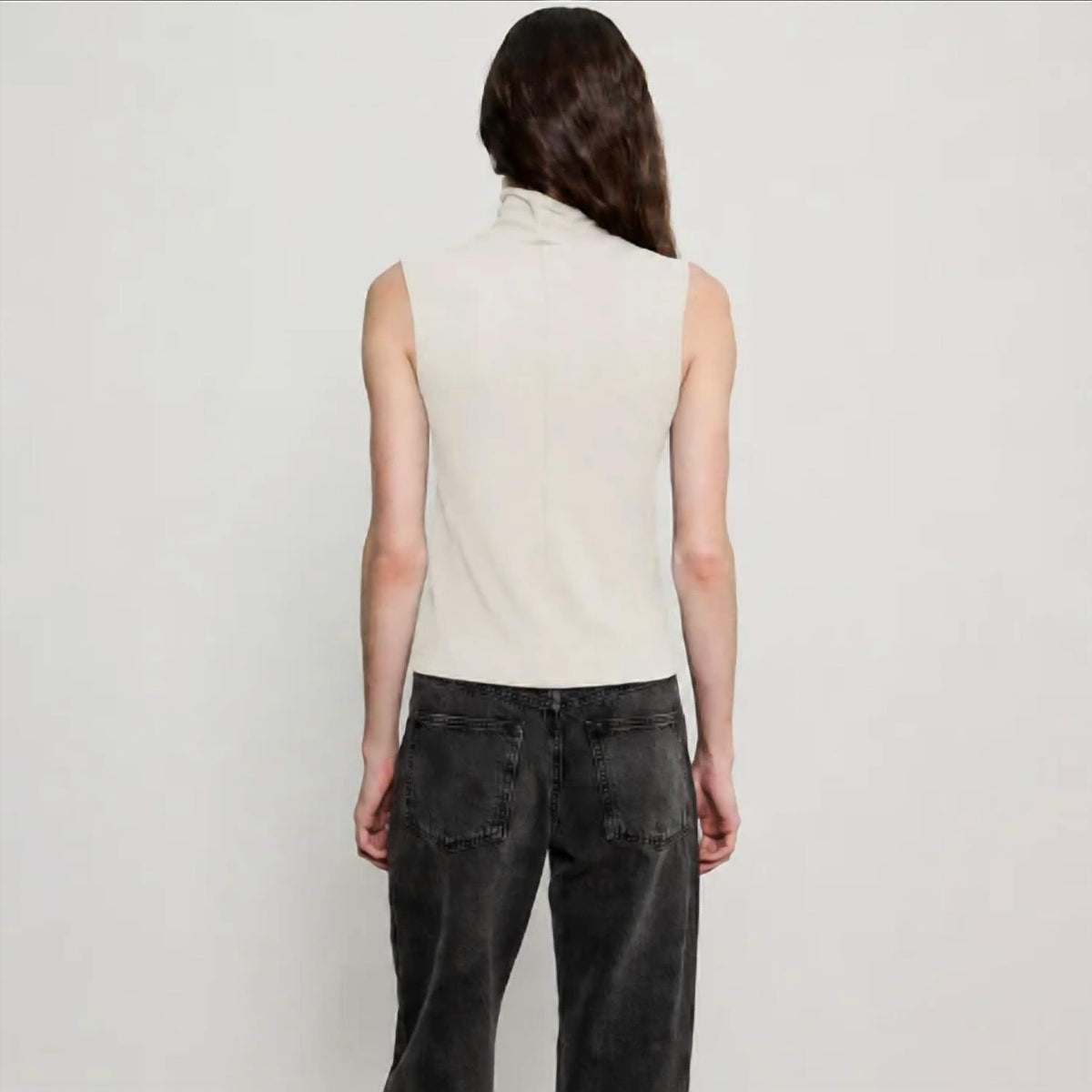 Enza Costa - Cashmere Jersey Sleeveless Turtleneck Top
