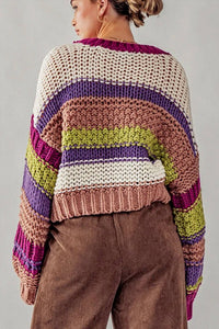Trend:Notes - V Neck Line Slightly Cropped Chunky Knitted Sweater