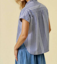 Doe And Rae - Stripe & Gingham Button Down Detail Top
