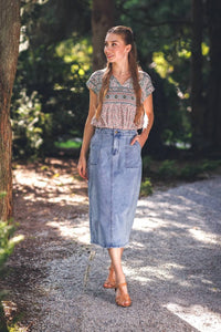 Papillon - Ditsy Peasant Short Sleeve Top
