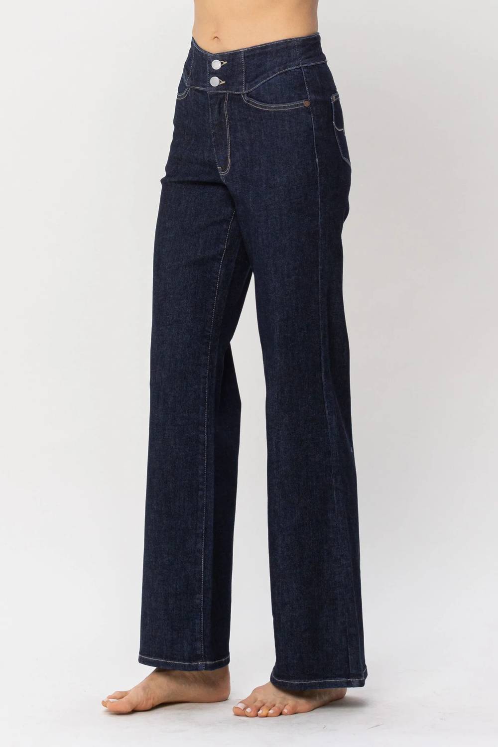 Judy Blue - High Waist Rinse Geometric Wide Leg Jean