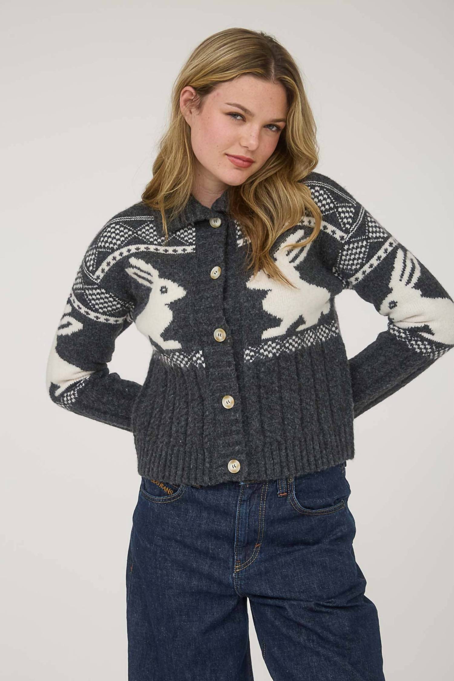 Blu Pepper - Bunny Jacquard Cardigan