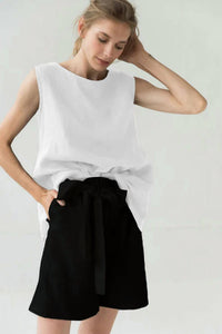 Le Muse - High Waisted Linen Short