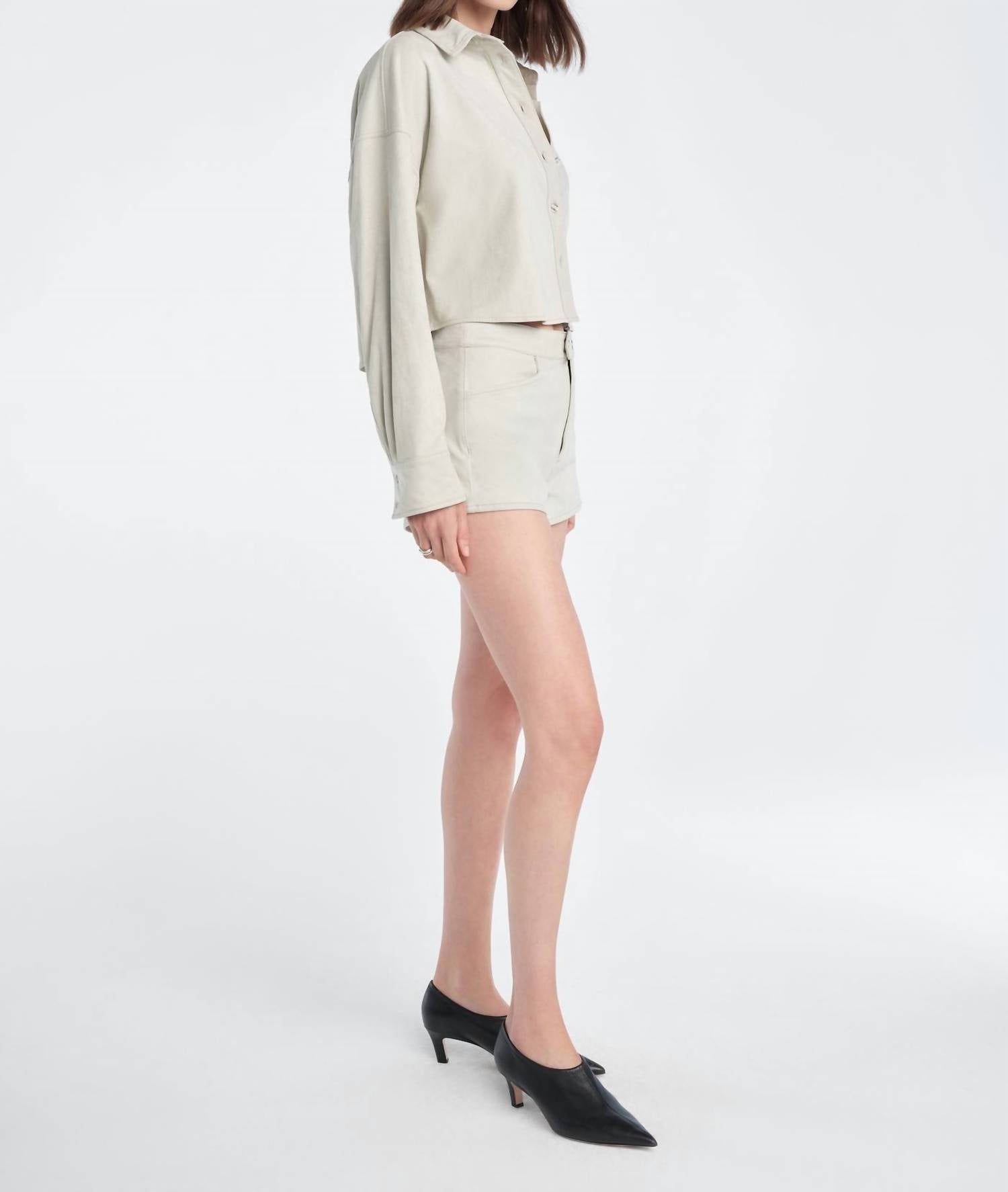 Favorite Daughter - Vegan Suede Crop Ex-boyfriend Shirt