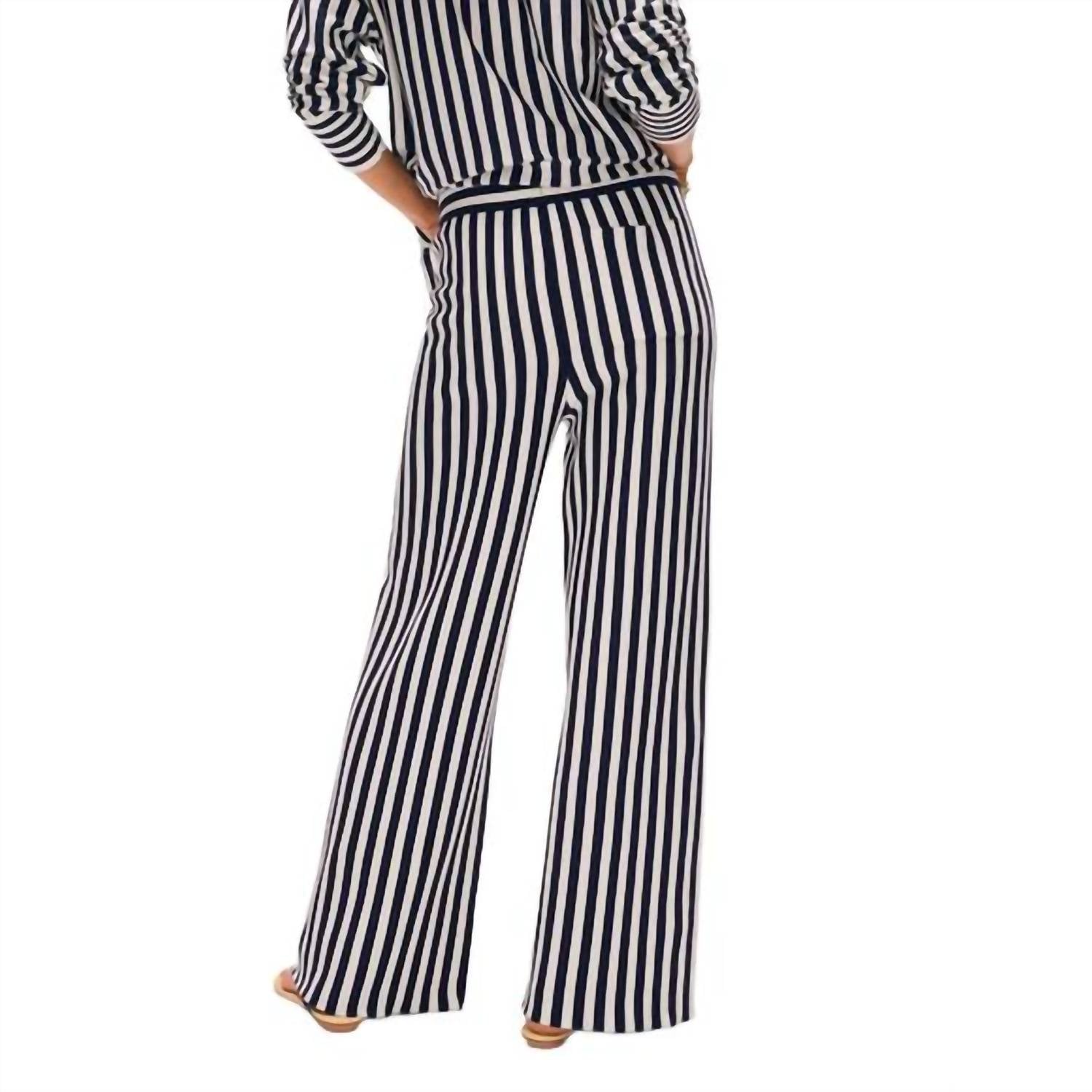 White + Warren - Superfine Cotton Stripe Wide Leg Pants