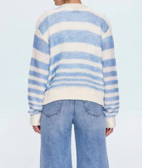 PISTOLA Moa Striped Bubble Sweater in blue stripe - women's sweater - alternate view