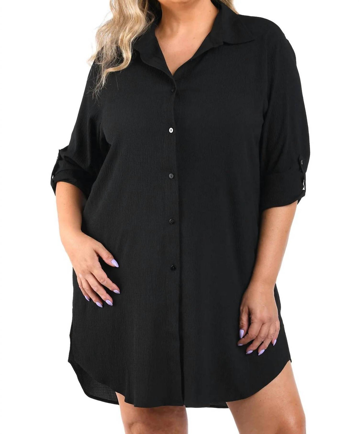Maxine Of Hollywood - Woven Covers Button Down Tunic - Plus