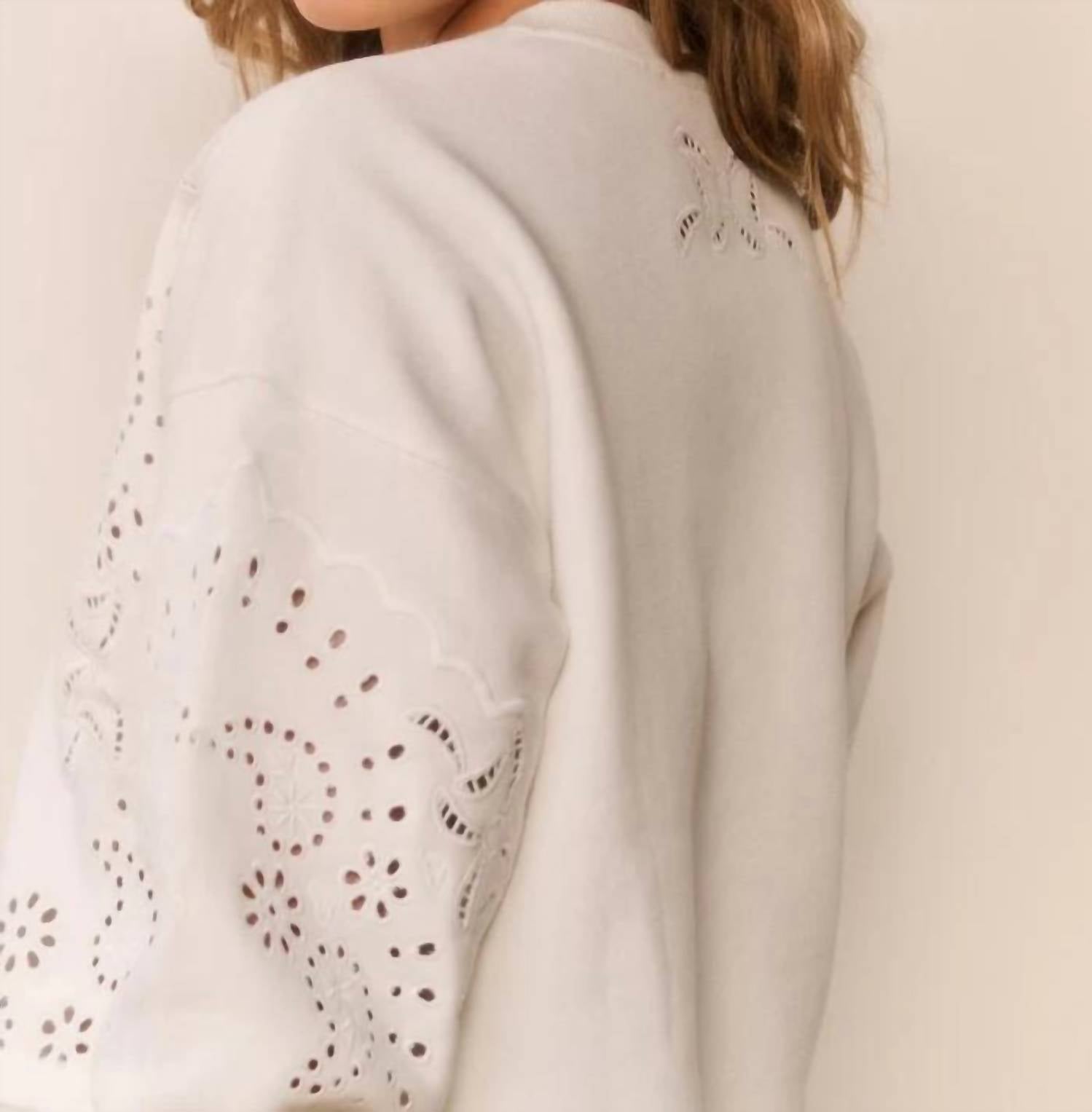 Loveshackfancy - Lalo Bandana Eyelet Fleece Pullover Sweatshirt