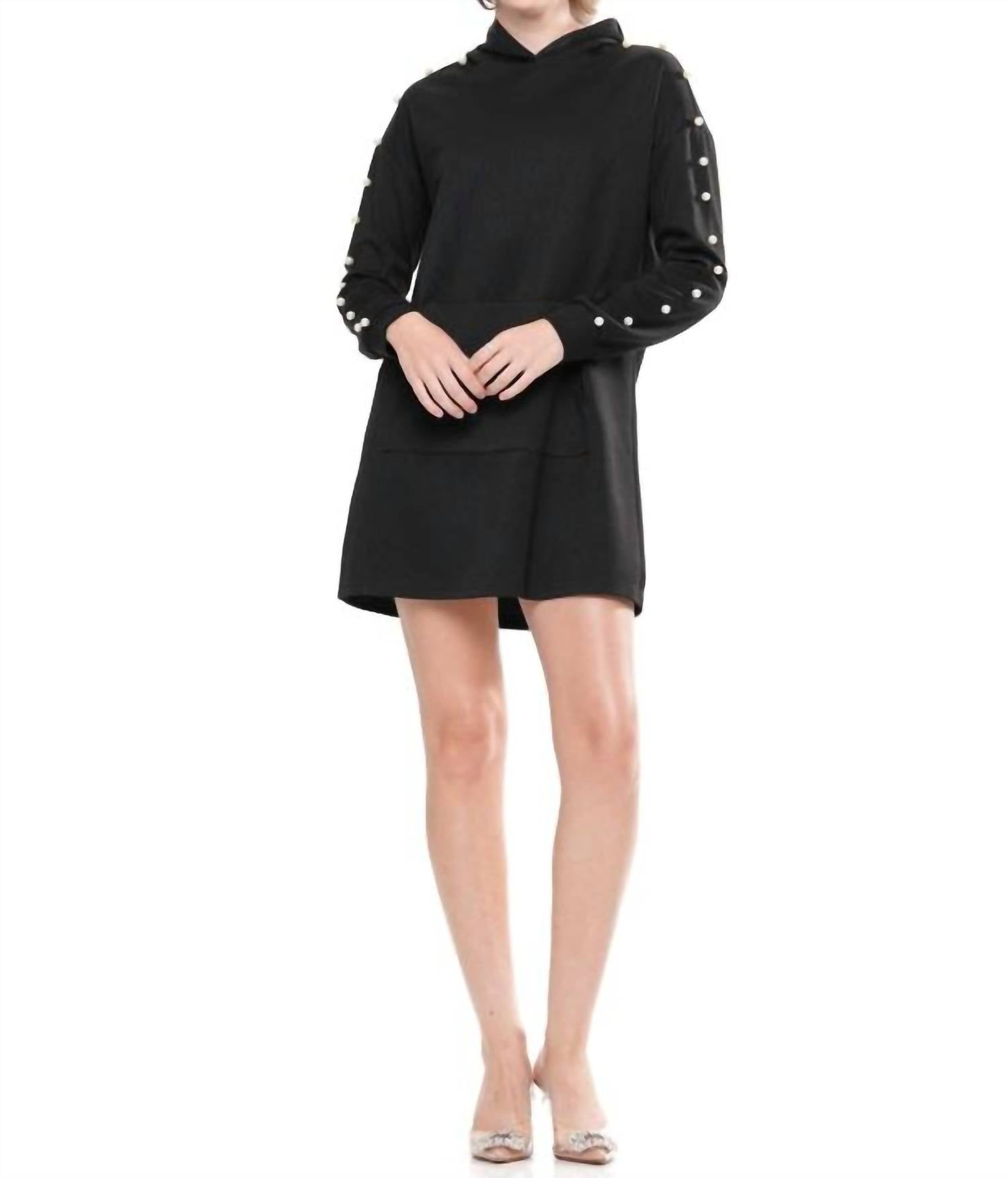 Why Dress - Light Lyocell Front Pocket Pearl Hoodie Dress