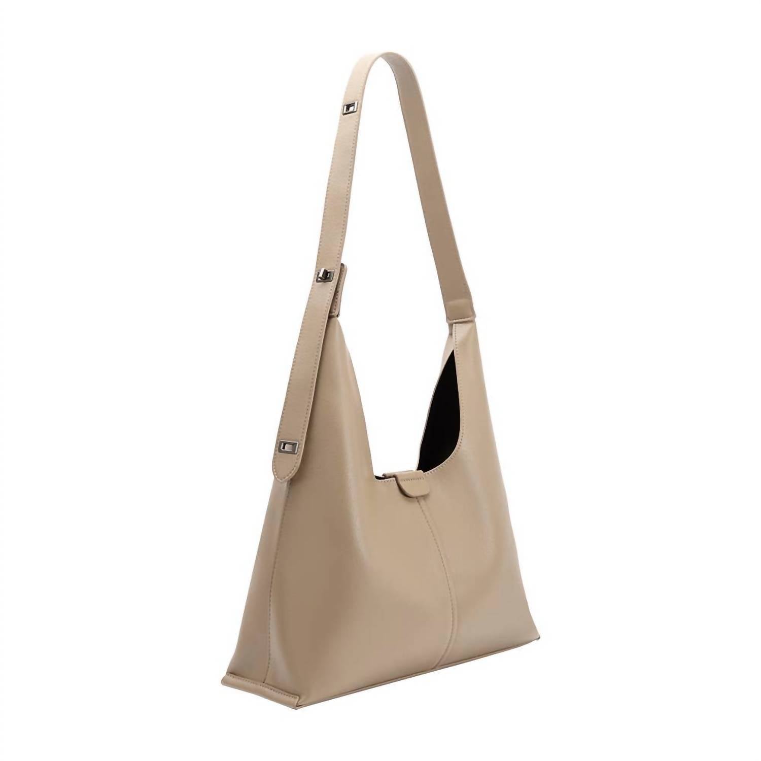 Melie Bianco Women's Carmen Recycled Vegan Shoulder Bag in beige - women's bag - detail view