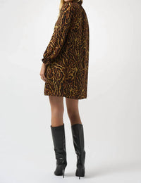 Joseph Ribkoff - Animal Print Georgette Puff Sleeve Trapeze Dress