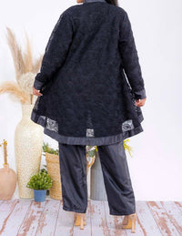 Karen T Design - Button Down Tunic And Straight Leg Pant Set