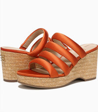 Sam Edelman Women's Yuki Wedges in orange satin - women's shoe - detail view