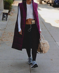 Free People On The Move Packable Puffer Vest in black cherry - women's jacket - detail view