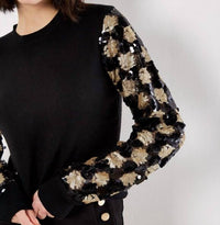 Apricot - Ornate Sequin Sleeve Sweater