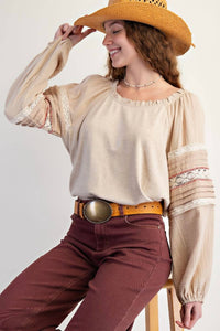 Easel - Mixed Knit Texture Top