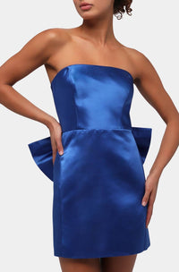 Lulu Melody Bow Back Taffeta Mini Dress in royal blue - women's dress