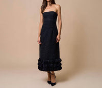 Lalavon - Tweed Strapless Maxi Dress