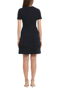 Maggy London - Short Sleeve Swirly Applique Dress