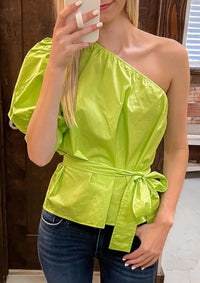 Shiying Fashion - Lace-up One Shoulder Blouse