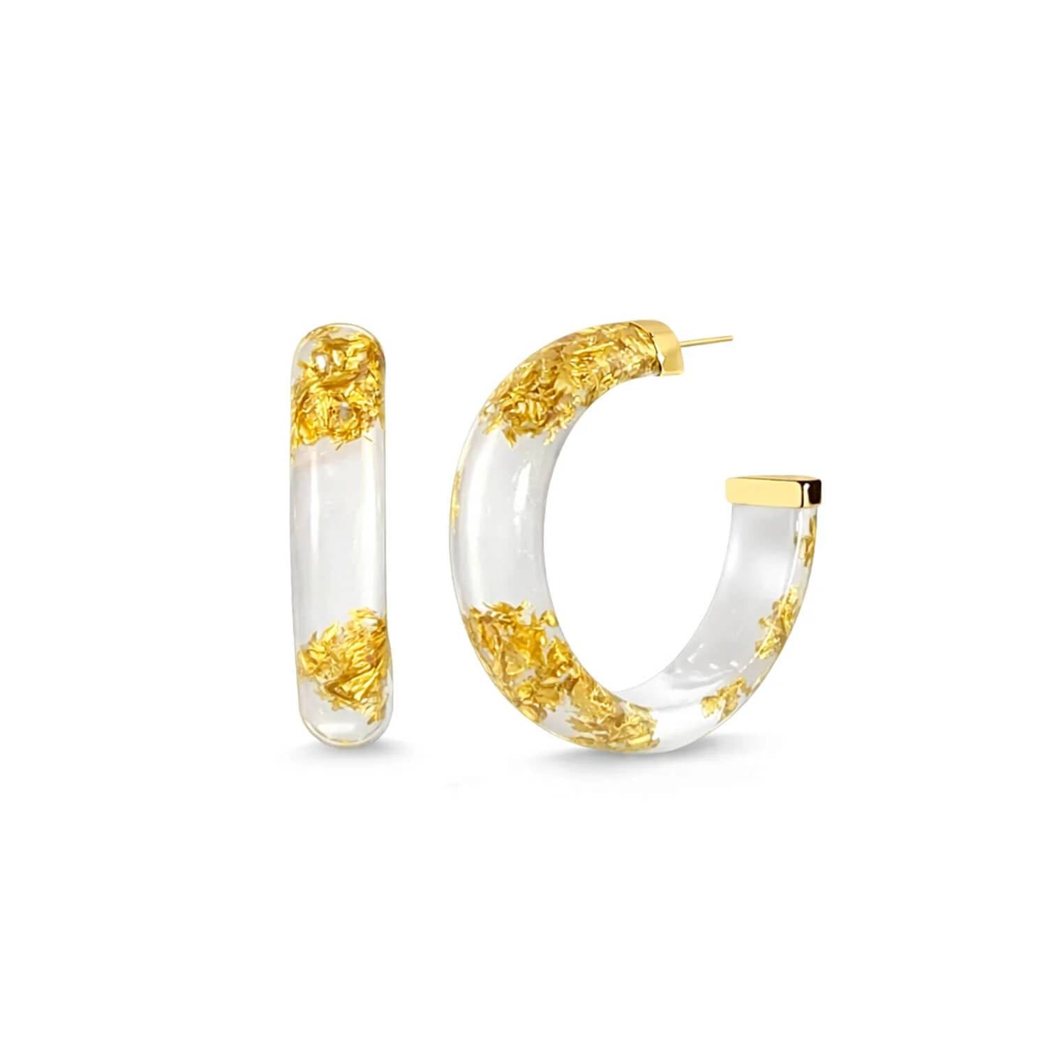 Gold & Honey - Women's Small Lucite Hoop Earrings