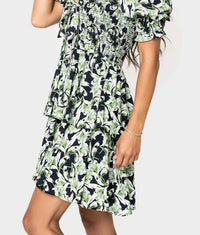 En Saison Istella Mini Dress in black moss - women's dress - detail view