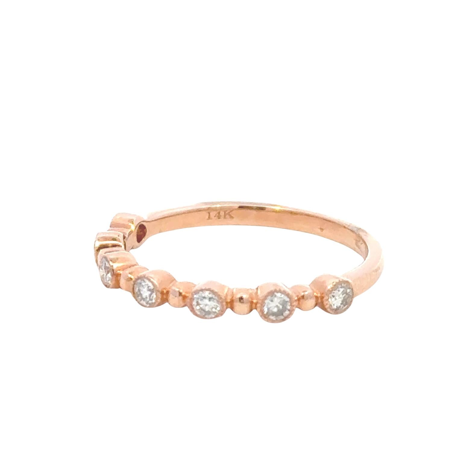 Aamiaa - 0.24 Carat Natural Diamond Bezel & Bar Band Ring - Size 6.5