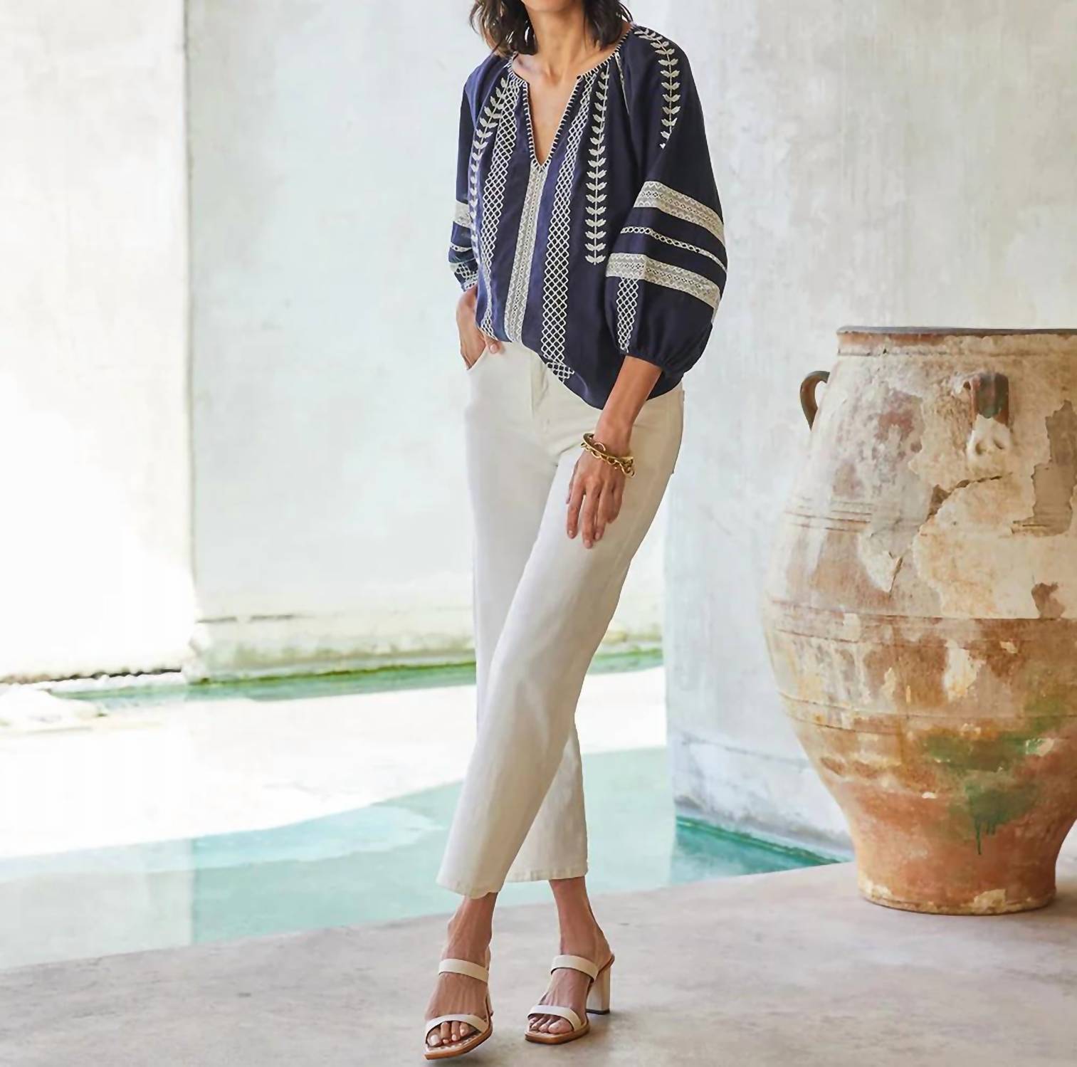 Karen Kane - Nora Embroidered Peasant Top
