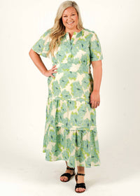 SHE + SKY Springtide Garden Midi Dress - Plus in green - women's dress - alternate view