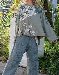 Pol - Patchwork Long Sleeve Top