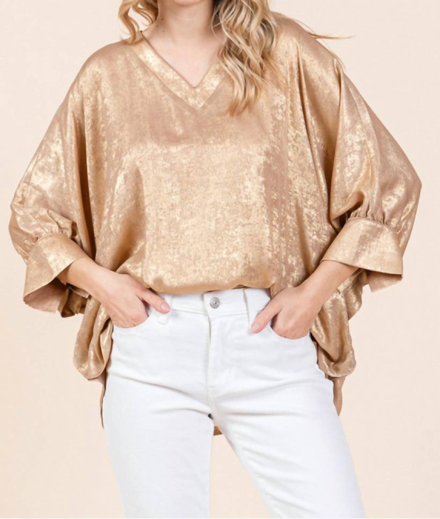 Jodifl - Golden V-neck Top