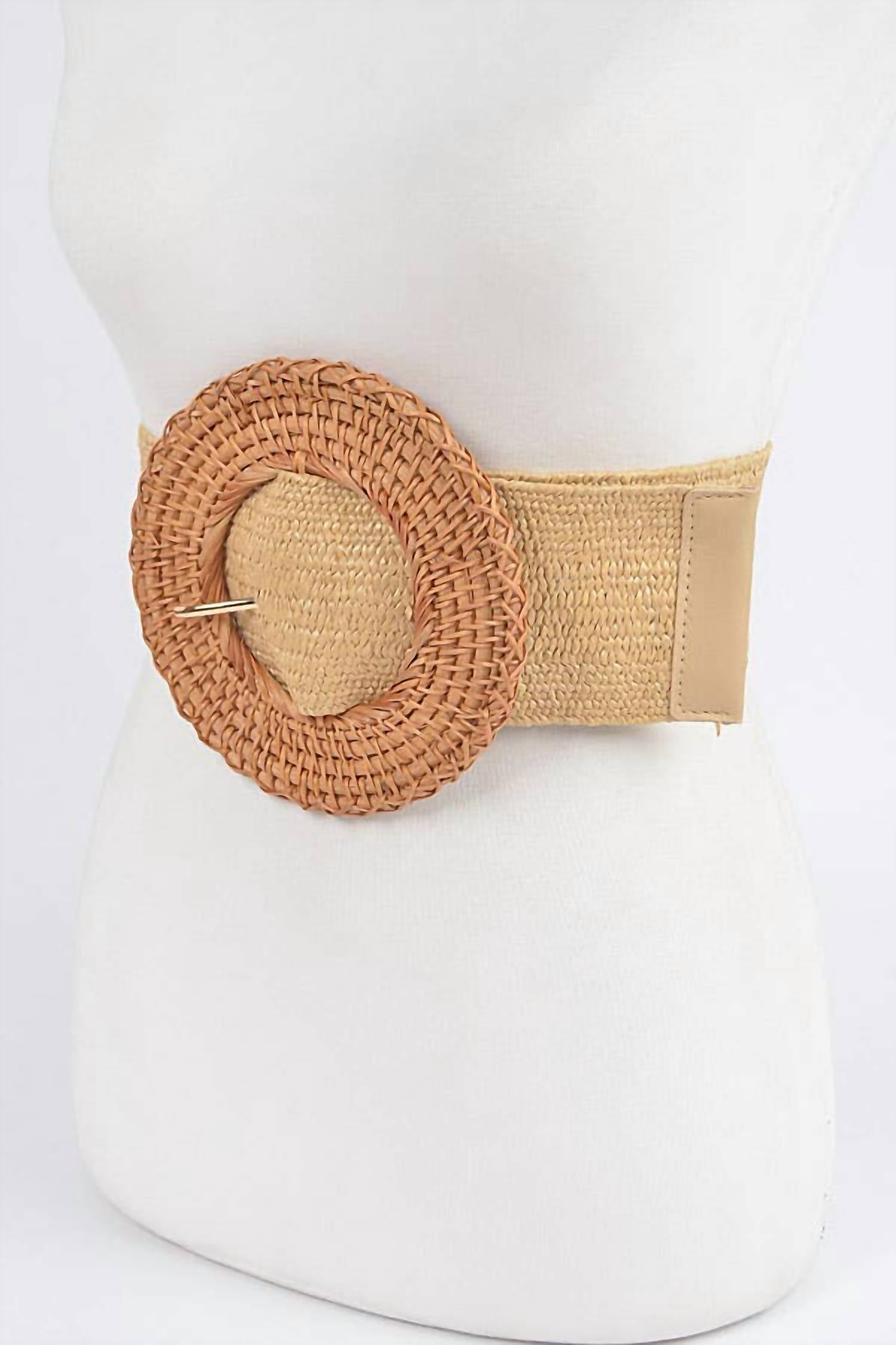 3Am By H&D Accessories - Women's Oversized Bamboo Buckle Wide Elastic Belt
