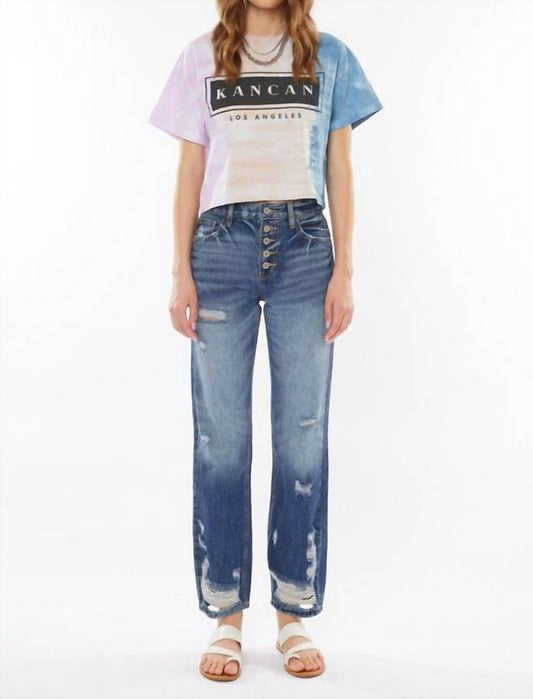 Kancan - High Rise Relaxed Straight Leg Crop Jeans