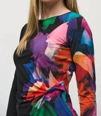 Joseph Ribkoff - Brushstroke Print Ruched Top