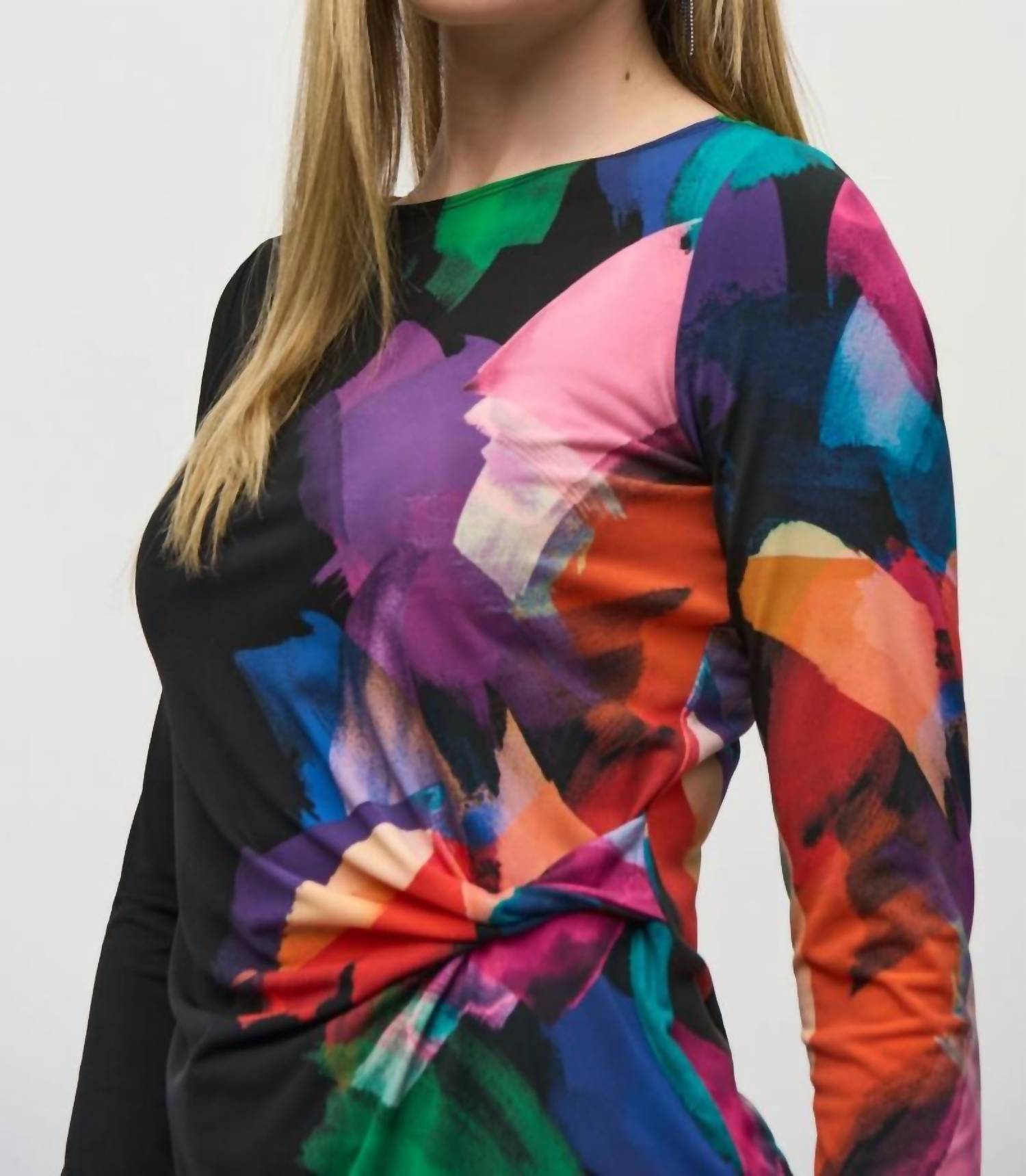 Joseph Ribkoff - Brushstroke Print Ruched Top