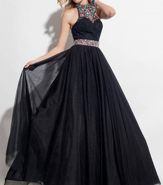 Rachel Allan - Halter Neck Jeweled Ballgown