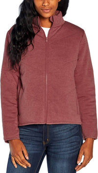 Three Dots - Quilted Fleece Mock Neck Jacket