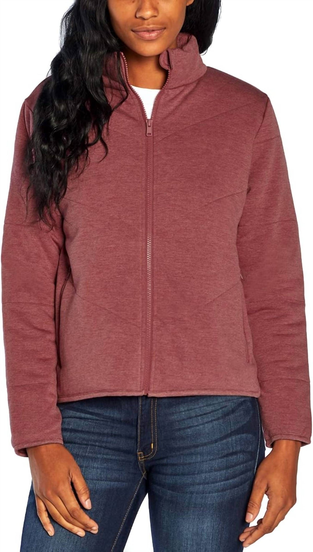 Three Dots - Quilted Fleece Mock Neck Jacket
