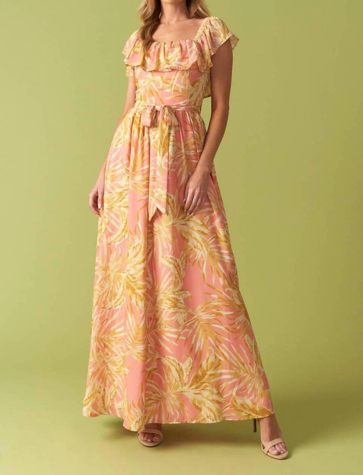 Flying Tomato - Printed Woven Midi Dress